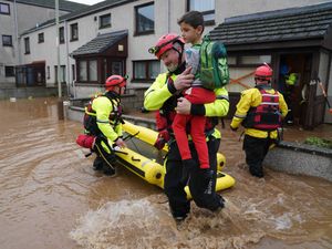 Supporting image for story: Second red warning in place as Storm Babet causes widespread flooding and deaths