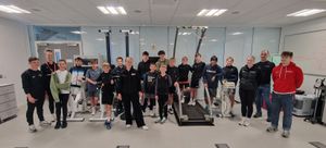The Staffordshire University sport and sciences team with the under-14 county tennis squad