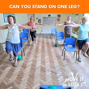 Balance exercises at a Move it or Lose it class