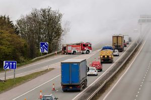 Smoke continues to billow across the M54 on Tuesday morning