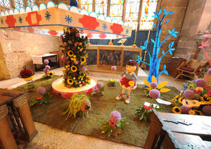 The flower festival featuring The Magic Roundabout arranged by Anne Raymond and Helen Raymond-Clarke