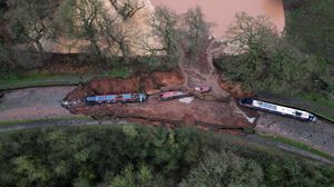 The scene in Whitchurch after a huge sinkhole swallows two narrowboats.