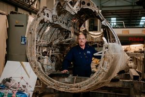 John Warburton with a German Dornier bomber at RAF Cosford on display this week