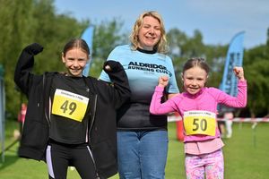 Phoebe Grimwade, 10, Connie Grimwade and Emily Grimwade were all excited to take part in the running event