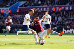 Tottenham Hotspur's Dejan Kulusevski and Aston Villa's Alex Moreno
