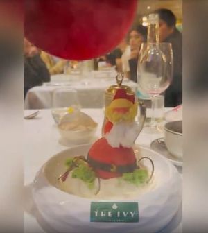 Smoking Santa dessert at The Ivy restaurant in Birmingham