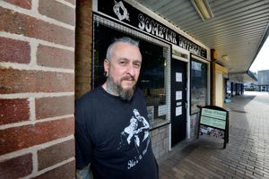 LAST COPYRIGHT SHROPSHIRE STAR STEVE LEATH 08/07/2022..Pic in Oakengates of business on and around the Limes Walk area, where there are proposals to demolish one building and turn other business's upstairs rooms into flats.  Rob Saxon from Some'Ink Different..