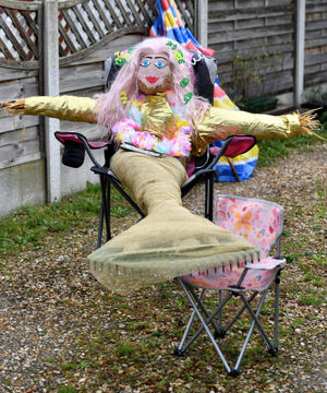 A mermaid scarecrow