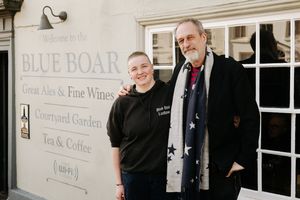 The landlords/managers of The Blue Boar in Ludlow are set to say goodbye as they are being replaced by the company that owns the pub. In Picture from left: Emily Hardman and Adam Tutt.