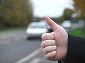 A motorist was kidnapped at knifepoint and tied up after picking up a hitchhiker on a Shropshire road, police said today. The victim was badly shocked by the incident.