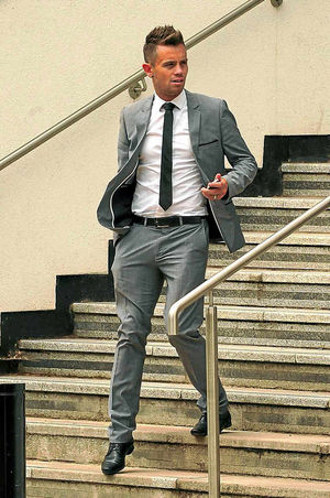 Lee Hendrie leaving court