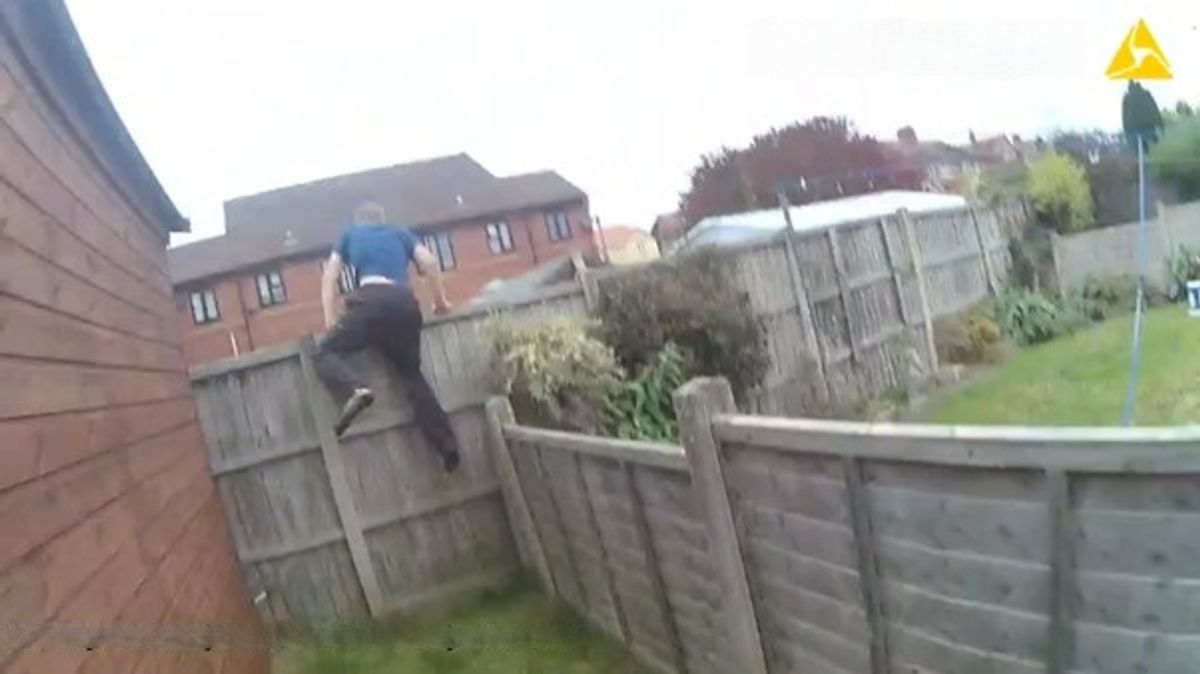 Arrest made after man leapt out of first-floor window and hopped over fences in bid to escape police in Ellesmere