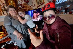 With sister Hannah Tudor 14 and grandmother Brenda Tudor, 69.