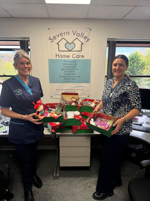 Jackie Garratt and Kristina Grieg support worker with their finished boxes