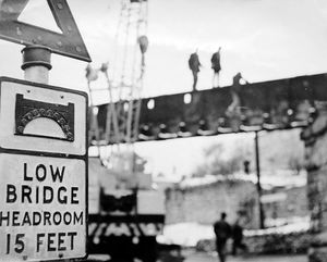 The demolition of the railway bridge over Shrewsbury Road, Much Wenlock, on February 13, 1966. The caption read: 'Up went the 'road closed' signs, in moved the workmen... and down came the main girders of the 100-year-old railway bridge at Shrewsbury Road, Much Wenlock...' It said it was done to make the road safer as the site was a well known bottleneck for traffic. It also said the demolition men then moved on to another doomed bridge on the Much Wenlock to Ironbridge road.