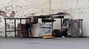 The scene outside the Barley Pub in Newport this morning.