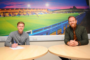 New AFC Telford United signing Jack Byrne with manager Gavin Cowan at the New Bucks Head Stadium on Thursday, June 11, 2020. Credit: Mike Sheridan/Ultrapress