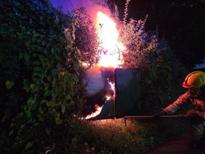 Supporting image for story: Firefighters tackle blaze which destroyed Ellesmere BT box near county marina