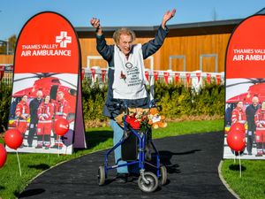 Supporting image for story: ‘Unstoppable’ 104-year-old woman crosses marathon finish line for charity