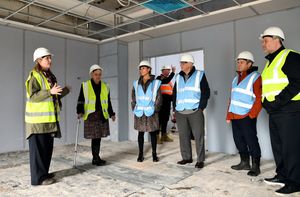 Sally Slater, left, talking to visitors inside the new Telford 6th building.