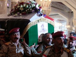Supporting image for story: Yemen’s Houthi rebels hold funeral for chief of staff killed in Israeli strike