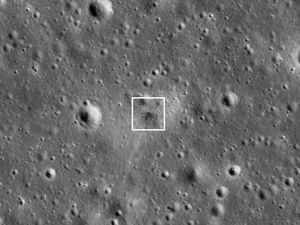 Supporting image for story: Impact site of Israel’s failed moon lander revealed