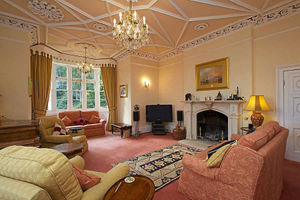 The drawing room at Wassell Wood House, near Bewdley