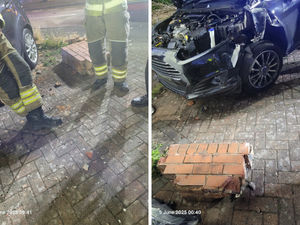 Supporting image for story: Car smashes through wall and into house's front garden in Dudley - driver flees the scene