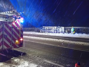 Supporting image for story: Fire service deal with series of crashes - including two cars on their sides