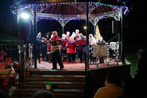 The Bracken Trust Singers entertained residents with Carols at the Bandstand in Llandrindod Wells recently. Image: Andy Compton