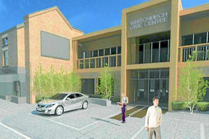 The entrance to the new modern civic centre building