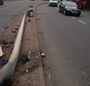 Street lighting was not working on Oldbury Ringway as a result. Photo: Oldbury Fire