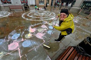 Catherine McMahon battles the rain in Shrewsbury the weekend before