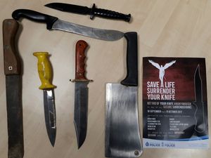 Supporting image for story: Police knife amnesty: Meat cleaver among items handed in to Shropshire police stations