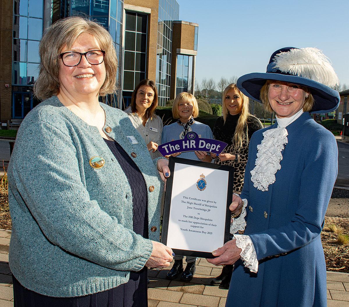 High Sheriff presents award to HR Dept Shropshire for youth engagement