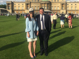 Rebecca Green and Ed Potter, current and past County chairman, respectively representing SFYFC at a Royal Garden Party at Buckingham Palace.