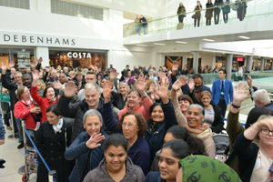 Shoppers eagerly awaiting the opening of the store on October 12, 2017