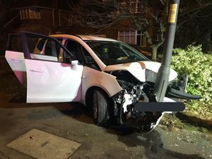 Supporting image for story: Man flees after late-night collision sees car smash into lamppost 