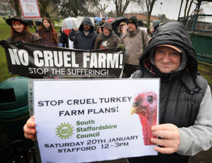 Wayne Parton of Stafford at a demonstration against a turkey farm