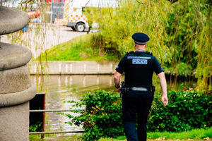 Police during the river search