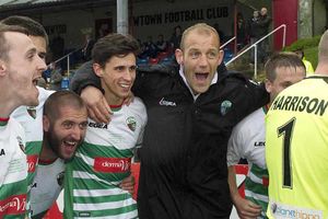 New Saints players and officials celebrate the Welsh Cup final win