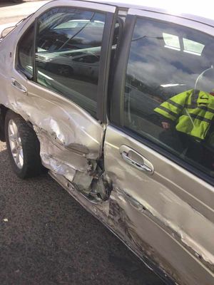 Damage to a car involved in the collision, picture: Haden Cross Fire