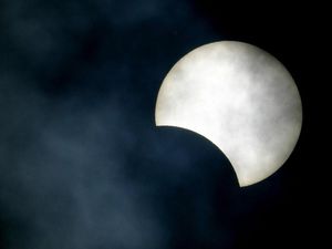 Supporting image for story: The Moon photobombed the Sun during Nasa readings