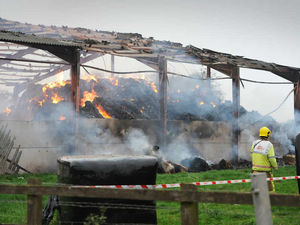 Supporting image for story: Arson probe as two barns blaze just 10 miles apart in Shropshire - pictures and video