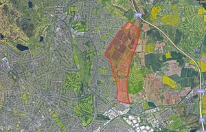 Aerial view of the Langley development site in Birmingham. Credit: Google Earth.