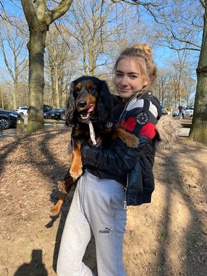 Lily-May Vaughan and Sadie, her cocker spaniel