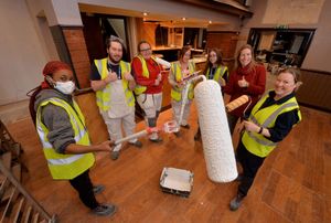 Esther Dickson, Ollie Davies, Emma Hooper, Teresa Cross, Chloe Powell, Emma Bell from the Ark with teaching assistant Rachel Llewellyn