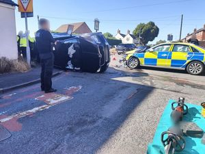 Supporting image for story: Dramatic pictures show accident in Lower Gornal which caused extensive damage - including to a police vehicle