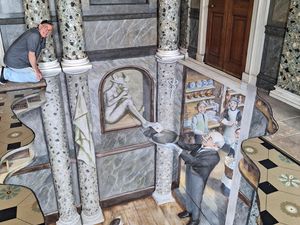 Supporting image for story: Illusion artist opens up giant hole in the floor of Attingham Park's mansion