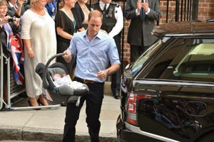 No problem - William places his new son into the car
